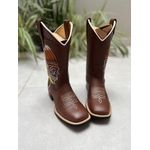 BOTA TEXANA EM COURO BORDADO CAVEIRA