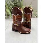 BOTA TEXANA EM COURO BORDADO CAVEIRA