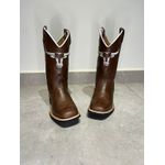 BOTA TEXANA EM COURO CAFÉ BORDADO TOURO