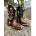 BOTA TEXANA EM COURO BORDADO ÍNDIO SOLADO JUMP
