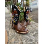 BOTA TEXANA EM COURO BORDADO ÍNDIO SOLADO JUMP