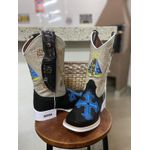 KIT TEXANA EM COURO BORDADO NOSSA SENHORA E CRUZ + BAINHA + FACA