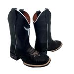 BOTA TEXANA EM COURO PRETO RECORTE TOURO