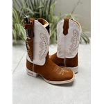 KIT TEXANA EM COURO NOBUCK CASTOR E BRANCO + SOLADO BRANCO + BAINHA + FACA