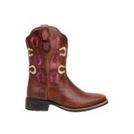 Bota Country Feminina Cano Médio Com Bordados Ferradura Couro Havana