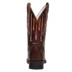 Bota Country Feminina Em Couro Legitimo Bordado De Flechas Café