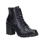 Coturno Feminino Salto Alto Tratorado 100% Couro Nobre Preto