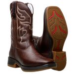Bota Masculina Texana Em Couro Bovino Legítimo Café Solado Capelli