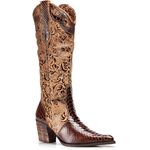 Bota Capelli Feminina Texana Com Couro Floral