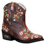 Texana Country Com Bordado Floral Em Couro