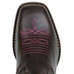 Bota Country De Cano Alto Em Couro Café/Rosa
