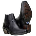 Botina Country Masculina com Bico Afinado em Couro Preto