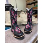 Bota Texana em Couro Tribal Crucifixo Preto e Rosa