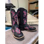 Bota Texana em Couro Tribal Crucifixo Preto e Rosa