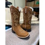 Bota Texana em Couro Floral Caramelo