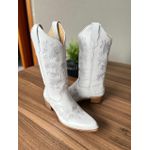 Bota Texana em Couro Branco bordado branco