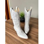 Bota Texana em Couro Branco bordado branco