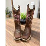 Bota Texana em Couro Marron Cavalo Rosa