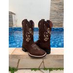 Bota Texana em Couro Marron com bege