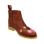 Botina Oliveira Infantil Tradicional - Fóssil Sella C/ Bordado Flor