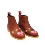 Botina Oliveira Infantil Tradicional - Fóssil Sella C/ Bordado Flor