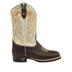 Bota 10.021 Brown Café / Gelo Bordado dourado florão alaranjado