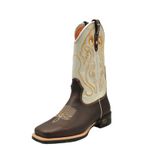 Bota 10.021 Brown Café / Gelo Bordado dourado florão alaranjado
