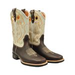 Bota 10.021 Brown Café / Gelo Bordado dourado florão alaranjado