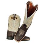 Bota 10.021 Brown Café / Gelo Bordado dourado florão alaranjado