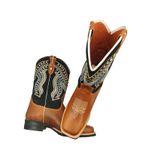 Bota 10.021 fóssil tabaco / preto nobuk 