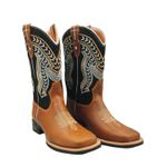 Bota 10.021 fóssil tabaco / preto nobuk 