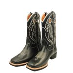 Bota 10.021 preta/preta bordado branco 