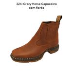Botina Vira Francesa Moderna Solado Jump Crazy Horse Capuccino com Florão