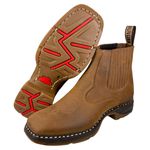 Botina Vira Francesa - Solado Jump Crazy Horse Castor c/ Florão