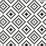 Tecido Tricoline geométrico fundo branco 100% algodão - preto e branco