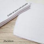 Fralda de boca 35x50cm Quadriculada PREMIUM com picueta e faixa PB branca - (unidade)