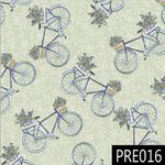 Tecido Tricoline Digital Jardim Azul - Bicicletas fundo menta
