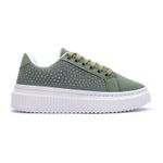 Tênis Feminino Flat Form Casual Confortável Strass Cadarço BX66 Menta Verde
