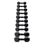 Kit de halteres sextavados pintados de 1 á 10 kg | iniciativa fitness