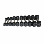 Kit halteres sextavado emborrachado com pegada cromada 1 a 10 kg + suporte iniciativa fitness