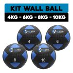 Kit 4 bolas wall ball 4kg, 6kg, 8kg e 10kg | iniciativa fitness