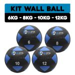 Kit 4 bolas wall ball 6kg, 8kg, 10kg e 12kg | iniciativa fitness