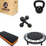 Kit Treino Halter 4kg Par Emborrachado, Kettlebell 4kg Emborrachado, Jump, Caixote, Step