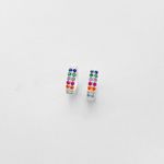 Brinco argola média colorida duas fileiras microzircônias prata 925 