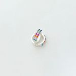 Brinco argola média colorida duas fileiras microzircônias prata 925 