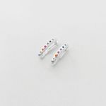 Brinco argola oval abotoar colorida prata 925 