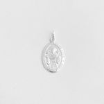 Pingente medalha oval grande São Francisco de Assis prata 925