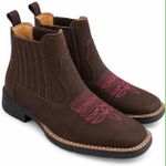 Botina Texana Brahman Boots Café com Rosa