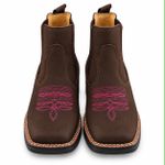 Botina Texana Brahman Boots Café com Rosa