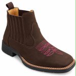 Botina Texana Brahman Boots Café com Rosa